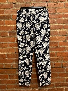 GAP Navy and White Floral Skinny Ankle Pants